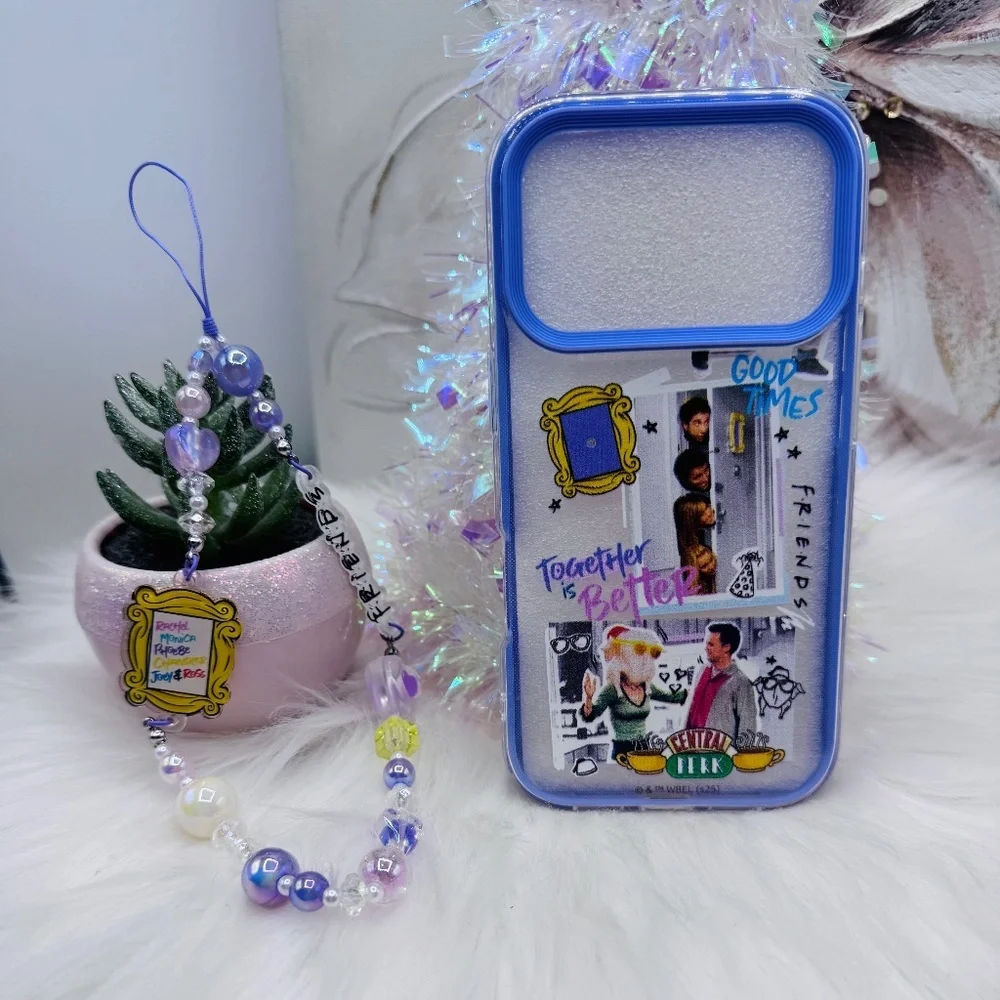Friends Themed iPhone 17 Pro Case with Matching Beaded Strap